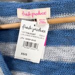 Fresh Produce  Lightweight Sweater XS/S Blue Stripe V Neck Hooded Los Cabos New Photo 3