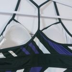 Nike  Purple White & Black Striped Racer Back Swimsuit Top Size 6 Photo 4