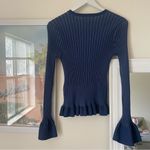 Diane Von Furstenberg  Tess Rib Knit Peplum Sweater Top Photo 6