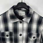 Lucky Brand Plaid Shirt Jacket Cotton Button Front Shacket Black White Large Photo 5