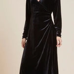 Olivia Von Halle x Disney Maleficent Shillingford Velvet Wrap Maxi Dress Size S Black Photo 0