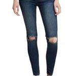 Free People  Ladies Denim Skinny Blue Jeans Distressed Knee Holes ~ Size 25 Photo 0
