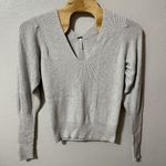Free People  Light Grey Ribbed V- Neck Sweater  Cashmere Blend Size‎ Large Photo 0