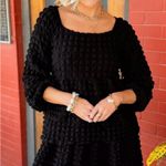 Simply Southern  Black Textured Long Sleeve Tiered Mini Dress Size Small NWT Photo 1