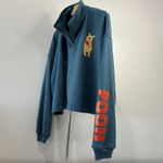 Disney Winnie The Pooh Sweatshirt Pullover Cropped Teal Loose Fit Size Medium Photo 1
