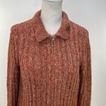 White + Warren Ribbed Knit Long Sleeve Zip Front Cardigan Marled Orange Size M Photo 1