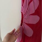 Farm Rio L Flower Cut-Out One Shoulder Midi Dress in Red and Pink Photo 6