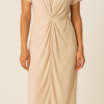 LK Bennett  cream ivory silk twist front midi dress 12 US minimalist quiet luxury Photo 0