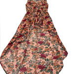 Ambiance szS flowered faux wrap bodice skirted elastic waist shorts romper EUC Red Photo 0