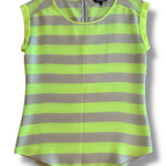 EXPRESS NWOT  Women’s Neon Green Grey Striped Neck Top w/ Zipper Back Size L Photo 0
