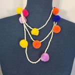 Boutique Multi Color PomPom And Seed Bead Long Necklace Photo 0