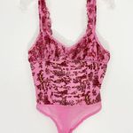 Free People  Weekend Plans Bodysuit Hot Pink Combo Floral Size Small NWT Photo 2