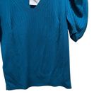 MNG Mango Puff Sleeve Ribbed Knit Top Teal Blue Women’s Size Medium NWT Green Photo 4