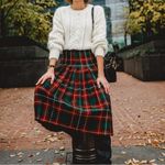 FLORENCE WALSH Vintage Plaid Pleated Wool Kilt Size 14 Red Photo 16