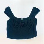 Wild Fable Black Cropped Sweetheart Milkmaid Bow Top Women's Size XS Photo 1