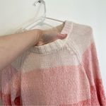 Aerie  AMERICAN EAGLE Heathered Crew Sweater Cream Ivory Coral Colorblock Cotton Photo 5