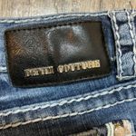 Denim Couture Denim Shorts Embellished Pockets Rhinestone Sequin Dark Wash Photo 5