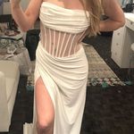 Luxxel Bridal white long dress see through bodice with boning Photo 0