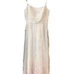 Vintage White Midi Dress Pink Floral Embroidery Sleeveless Summer Party Dress 4‎ Photo 1