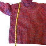 Topshop Red & Purple Chunky Knit Oversized Turtleneck Sweater - Size S Photo 5