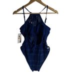 BECCA by Rebecca virtue Color Play Crochet Blue Plunge V-Neck One Piece Swimsuit Photo 9