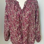 AVARA Boho Paisley Ruffle Blouse – Size Large Red Photo 0