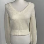Abercrombie & Fitch Soft A&F Cream Waffle Knit Sweater Women’s Small V-Neck Photo 0
