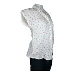 Hippie Rose  Junior’s Tie-Front Gauze Camp Shirt Floral White Button-Up Top Small Photo 2