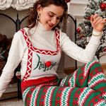 Eyeshadow JOY Christmas Knit Straight-Leg Overalls Holiday Jumpsuit Size L NWT Photo 1