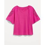 Old Navy Plus Size Top NWT Boho EveryWear Cutwork 100% Cotton Polarized Pink 3X Photo 1
