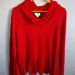 Anthropologie Maeve Womens Sweater Winterscape Cowl Neck Peplum XL Orange Photo 2