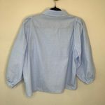 ZARA  Blue Bead Button Cropped Puff Sleeve Blouse Sz Medium Photo 5