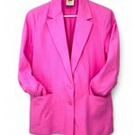 Farm Rio  XS Oversized Blazer Jacket Woe Pink 2 Button Linen Anthropologie Photo 0