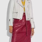 Coach  leather biker jacket in cream/ off-white NWOT Photo 0