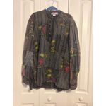 EzHippie Patchwork Elephant Print Tunic Shirt Long Sleeve Button Up XXL Nepal Black Photo 2