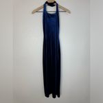 Saemdi Velvet Cross Neck Midi Dress Navy Blue size Medium New with Tags Photo 4