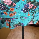 Esqualo Teal Floral Mini Lined Skirt w/ Bottom Ruffle Size 6 Blue Photo 4