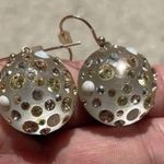 Alexis Bittar White Clear Gray Lucite Crystal Dangling Ball Clip Earrings RARE Photo 11