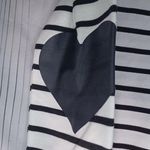 Allegra K  Women's Black and White Striped  Shirt With Hearts On The Elbows Photo 4