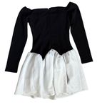 Awaylee Drop Waist Off The Shoulder Mini Dress Black & White Size Medium Photo 8