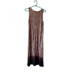 Vera Wang Simply Vera  Brown Leopard Print Ombre Dip‎ Dye Maxi Dress Sleeveless Photo 1