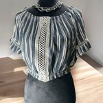 Ocean Drive  Crop Top Med Peasant‎ Blue White Crochet  Boho  Cottagecore Romantic Photo 4