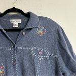 Vintage Alfred Dunner Flower Embroidered Short Sleeve Shirt Sweater Cottagecore Blue Size XL Photo 7