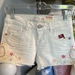 No Boundaries Denim Shorts Sunscreem Off White Embroidered Crochet Cutoffs Womens 1 XS Photo 3