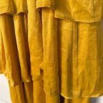 Lulu's Mustard Yellow Satin Tiered tie back midi Dress size medium Photo 8
