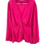 Torrid  5 hot pink blouse popover v-neck silky plus office going out colorful 5X Photo 0