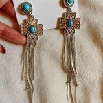 Noir silver floral tassels drop earrings silver tone White Photo 0