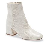 Steve Madden Darma Phyton Snakeskin Block Heel Ankle Boots Chelsea Boots Ivory Photo 0