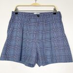 Ganni Womens Shorts High-Waisted Mini Suit Dress Plaid Forerver Blue Size 40 NWT Photo 2