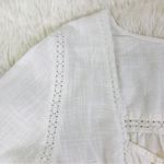 Free People Joi White Cropped Button Front Top Eyelet Long Sleeve Cotton New Photo 3